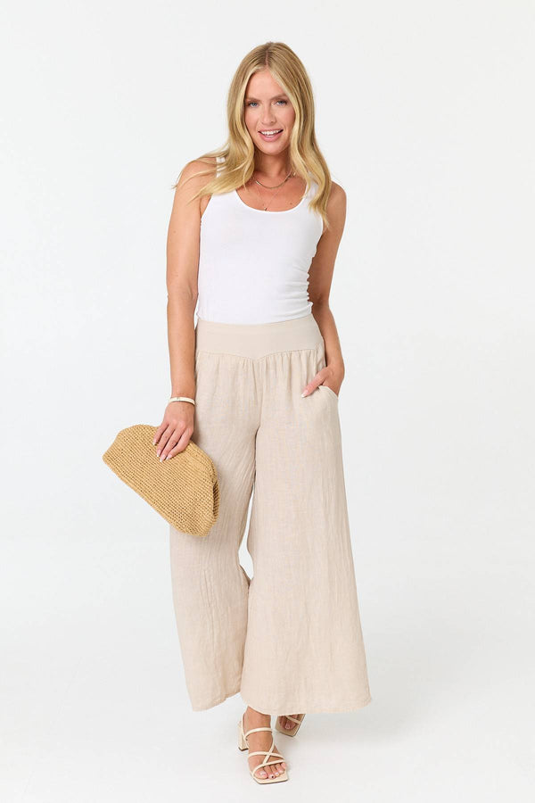 Linen | High Waist Relaxed Flared Trousers