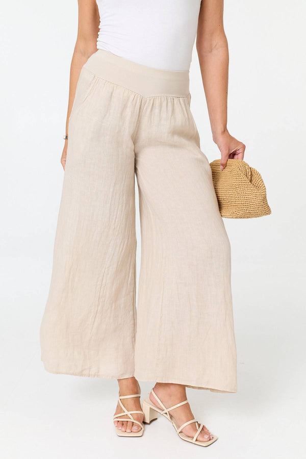 Linen | High Waist Relaxed Flared Trousers