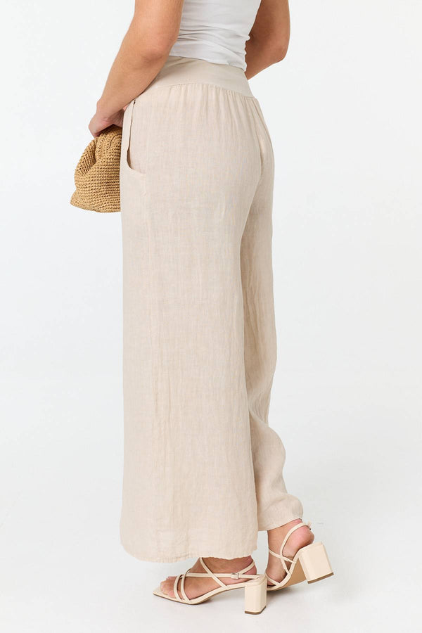Linen | High Waist Relaxed Flared Trousers