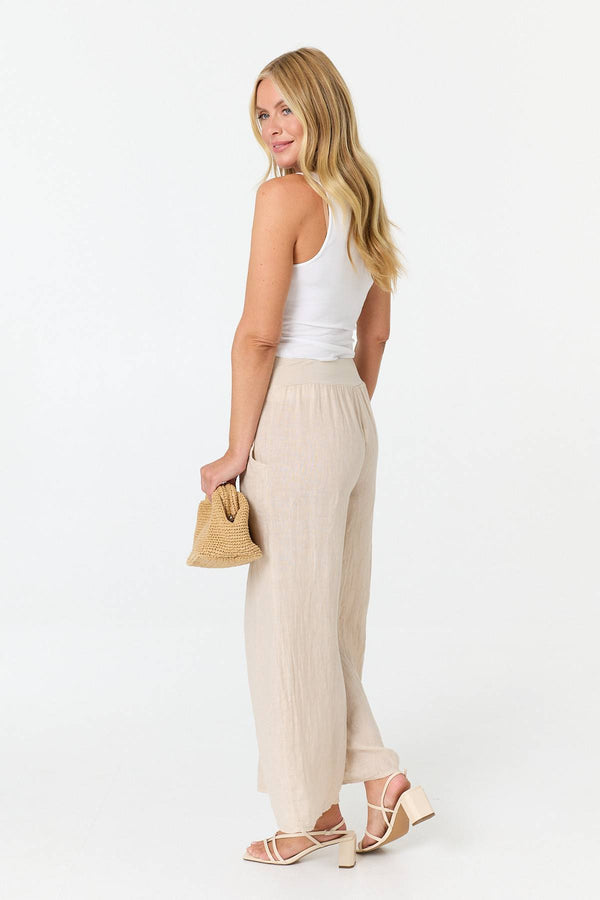 Linen | High Waist Relaxed Flared Trousers
