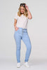 Blue | Plain Skinny Tie Waist Trousers