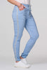 Blue | Plain Skinny Tie Waist Trousers