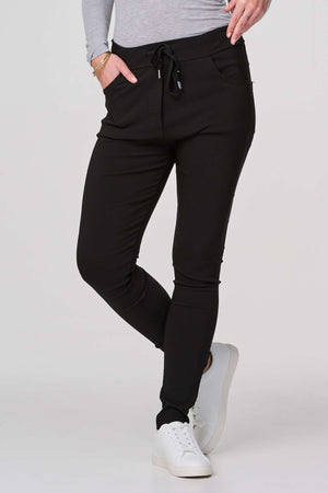 Black | Plain Skinny Drawstring Trousers