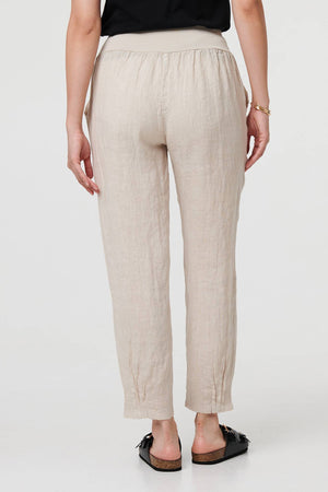 Linen | Relaxed Linen Blend Tapered Trousers