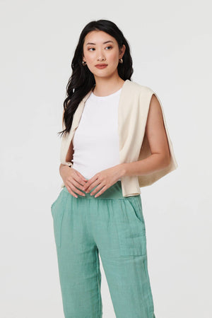 Sage | Relaxed Linen Blend Tapered Trousers
