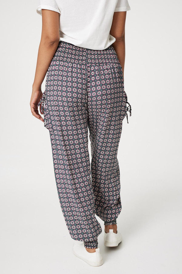 Green | Geo Print Pull On Harem Pants