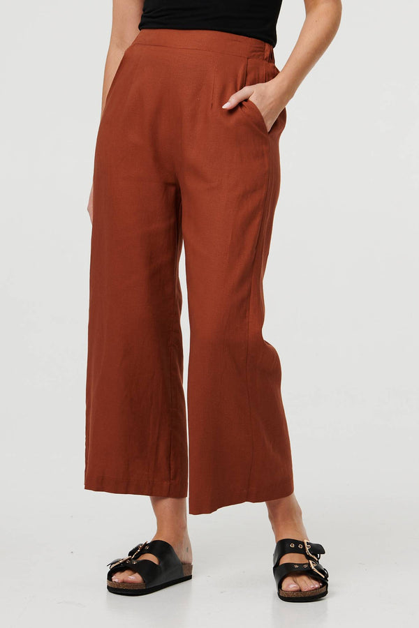 Rust | High Waist Wide Relaxed Trousers