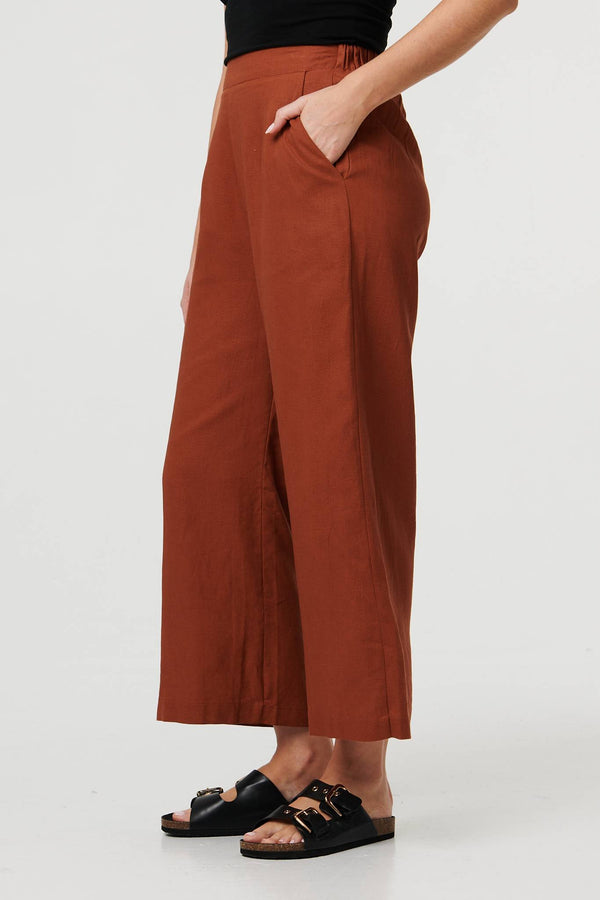 Rust | High Waist Wide Relaxed Trousers