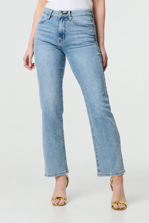 Blue | Floral Pocket Patch Straight Fit Jeans

