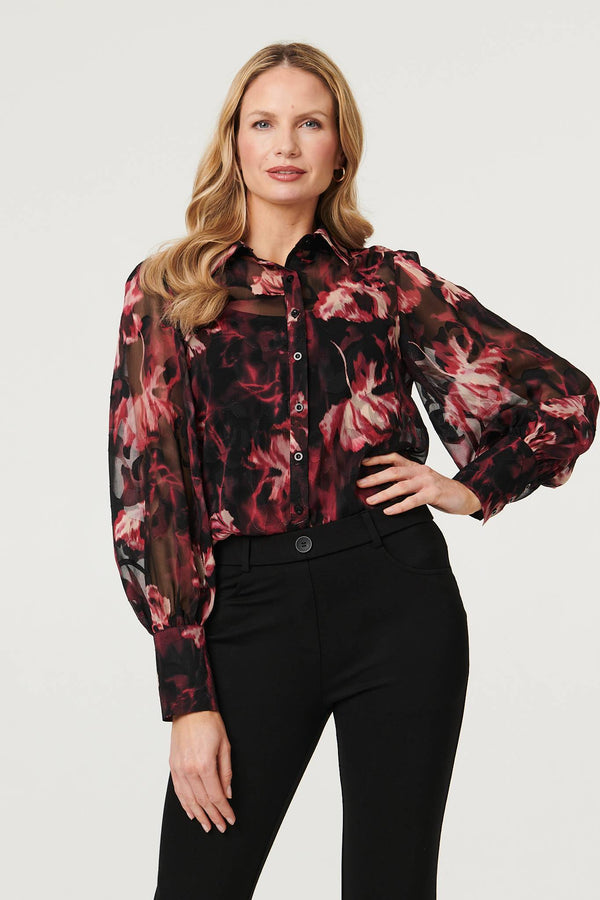 Black | High Waist Slim Flare Smart Trousers
