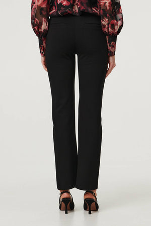 Black | High Waist Slim Flare Smart Trousers
