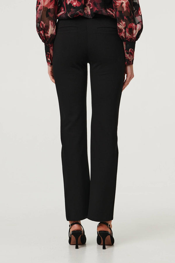 Black | High Waist Slim Flare Smart Trousers