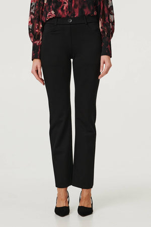 Black | High Waist Slim Flare Smart Trousers