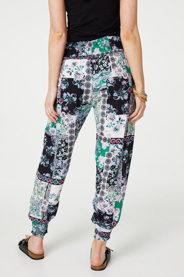 White | Patchwork Tassel High Waist Harem Pants