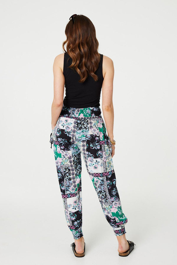 White | Patchwork Tassel High Waist Harem Pants