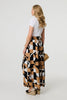 Beige | Abstract High Waist Wide Leg Trousers

