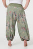 Khaki| Floral Ruched Waist Harem Trousers