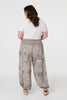 Brown | Floral Ruched Waist Harem Trousers