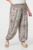 Brown | Floral Ruched Waist Harem Trousers