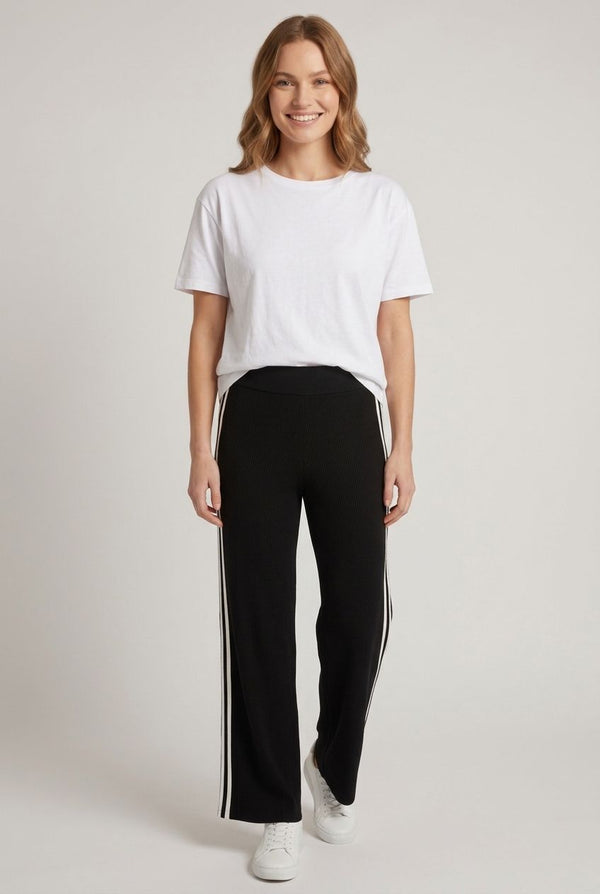 Black | Stripe Straight Leg Tracksuit Trousers