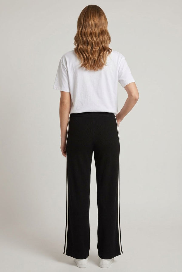 Black | Stripe Straight Leg Tracksuit Trousers