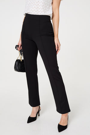 Black | High Waist Kick Flare Trousers
