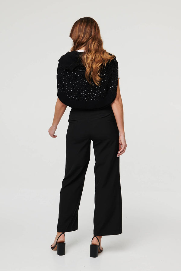Black | High Waist Wide Leg Smart Trousers