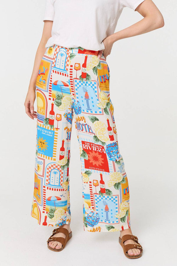 Orange | Riviera Print Wide Leg Trousers
