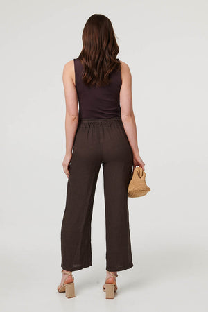 Mocha | High Waist Wide Ankle Length Trousers