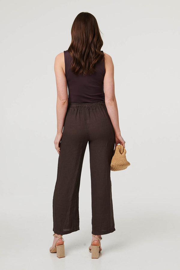 Mocha | High Waist Wide Ankle Length Trousers