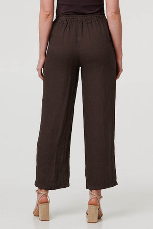 Mocha | High Waist Wide Ankle Length Trousers