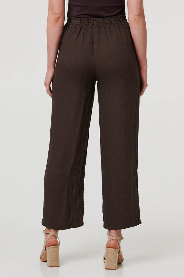 Mocha | High Waist Wide Ankle Length Trousers