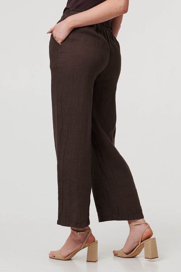 Mocha | High Waist Wide Ankle Length Trousers