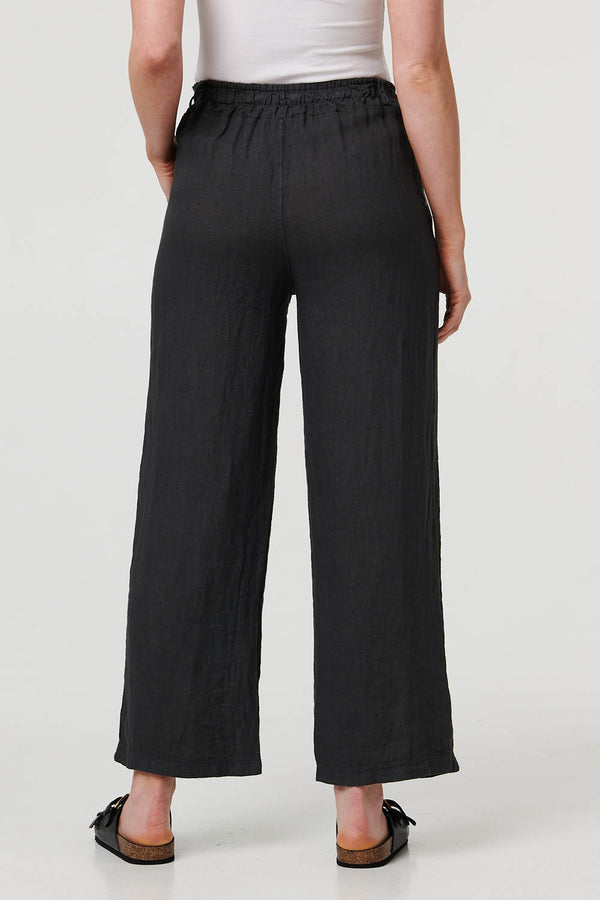 Grey | High Waist Wide Ankle Length Trousers