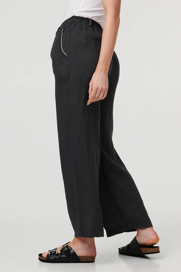 Grey | High Waist Wide Ankle Length Trousers