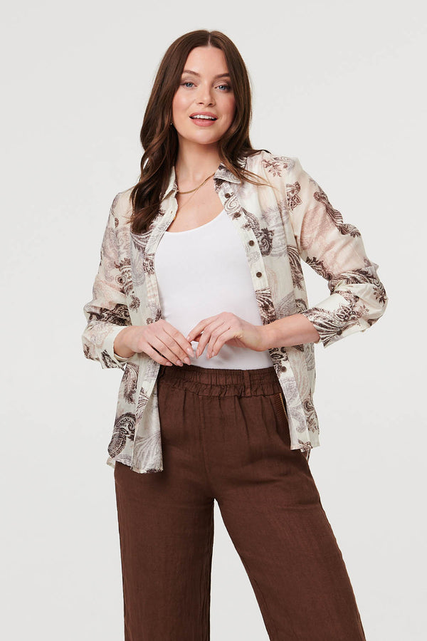 Brown | High Waist Wide Ankle Length Trousers