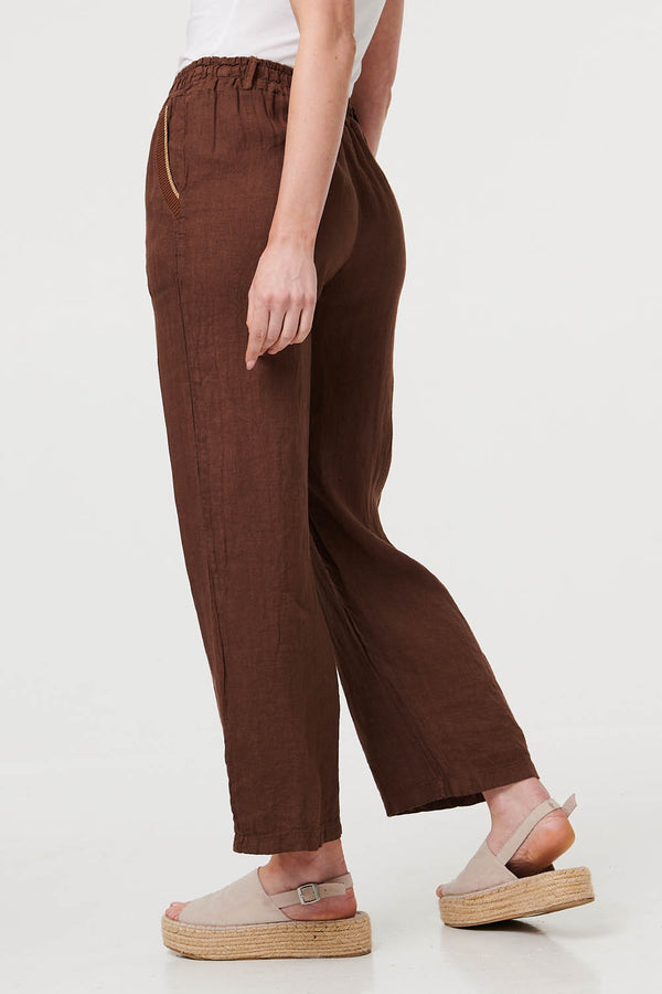 Brown | High Waist Wide Ankle Length Trousers