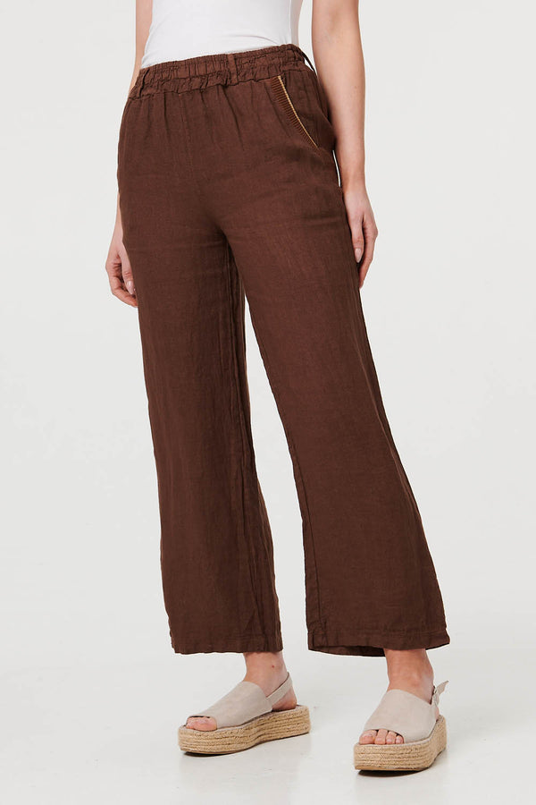Brown | High Waist Wide Ankle Length Trousers