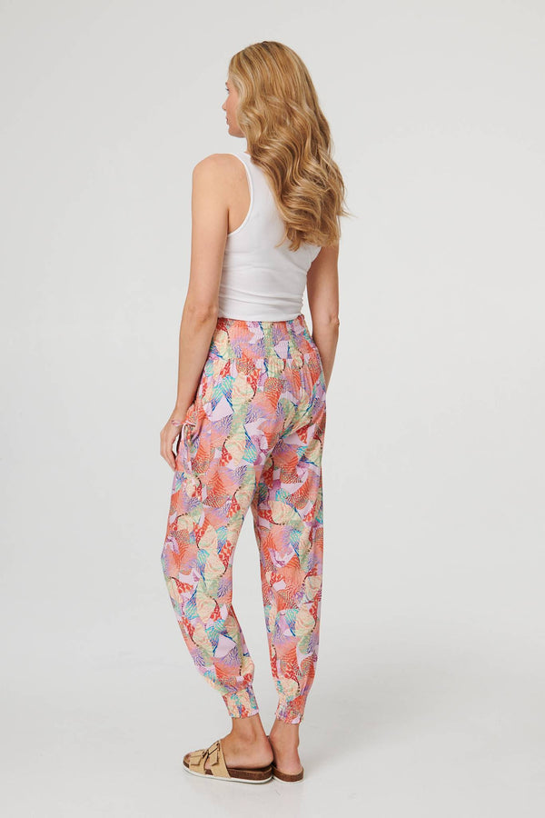 Pink | Abstract High Waist Harem Pants