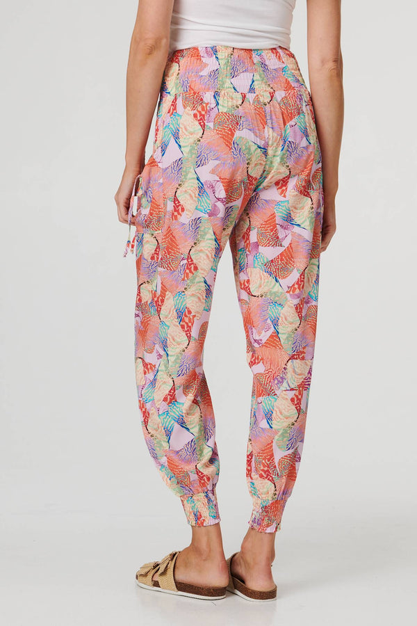 Pink | Abstract High Waist Harem Pants