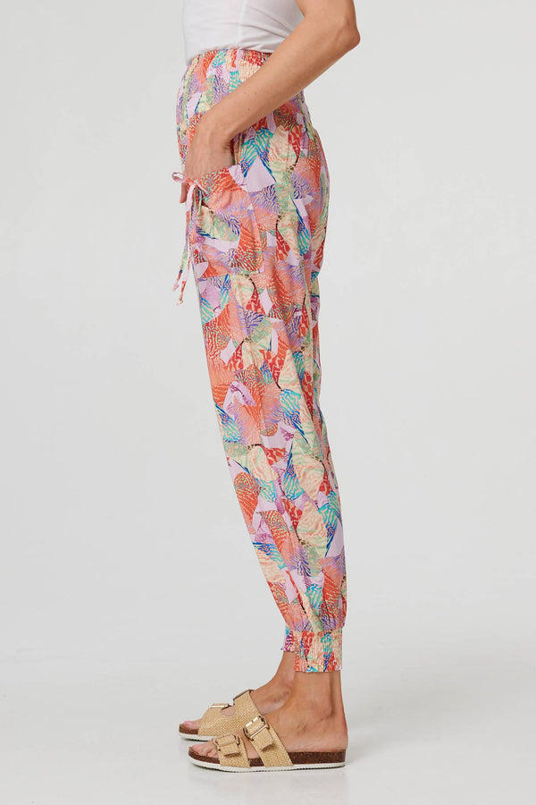 Pink | Abstract High Waist Harem Pants