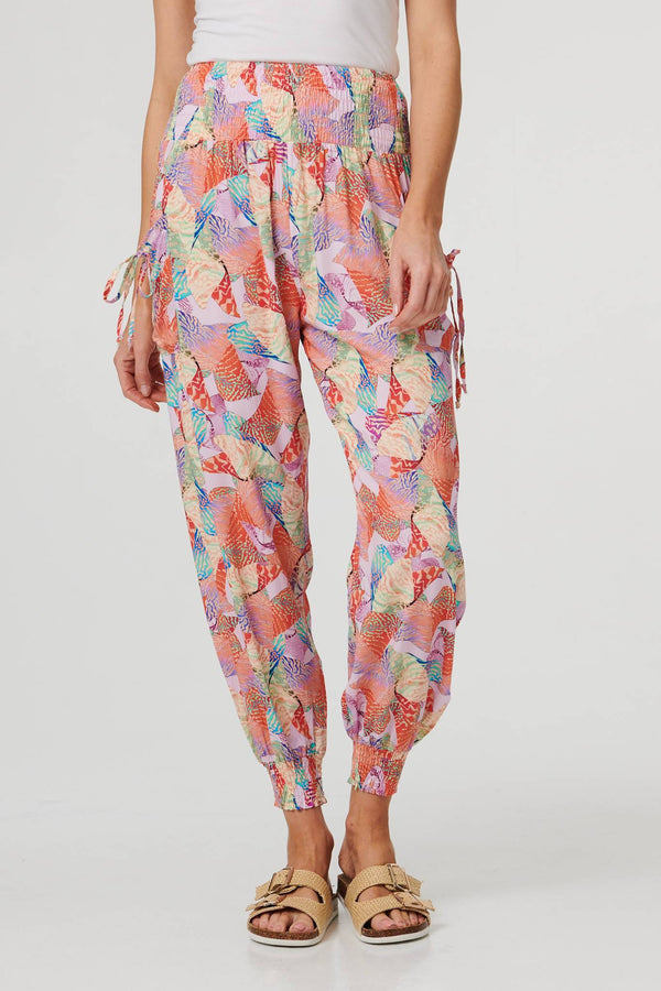 Pink | Abstract High Waist Harem Pants