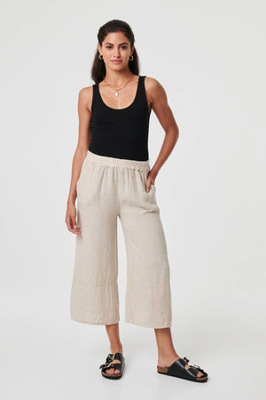 Beige | Floral High Waist Stretchy Crop Trousers : Model is 5'8