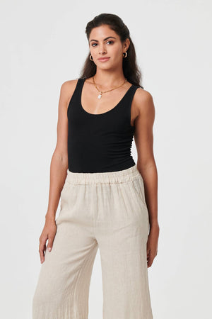 Beige | Floral High Waist Stretchy Crop Trousers
