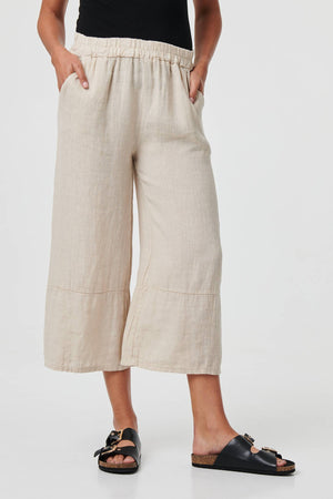 Beige | Floral High Waist Stretchy Crop Trousers

