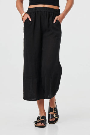 Black | Floral High Waist Stretchy Crop Trousers
