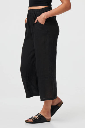 Black | Floral High Waist Stretchy Crop Trousers
