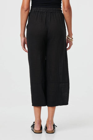 Black | Floral High Waist Stretchy Crop Trousers
