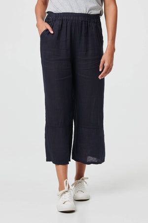 Navy | Floral High Waist Stretchy Crop Trousers
