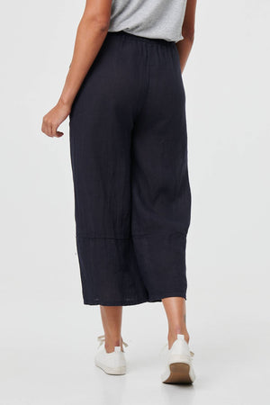 Navy | Floral High Waist Stretchy Crop Trousers

